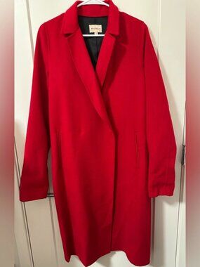 MEILING Cashmere Wool Coat Jacket Duster Travel Coat in Red